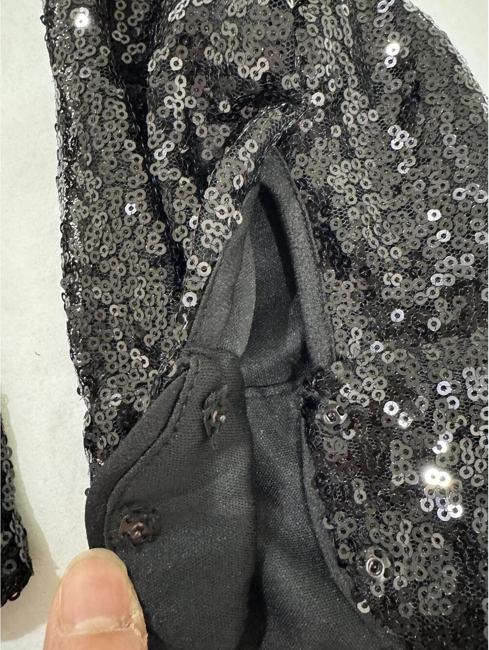 NWT 52Seven Black Sequin Wrap Blouse Top XL Party Sparkle Goth Night Out Retro - Picture 5 of 9